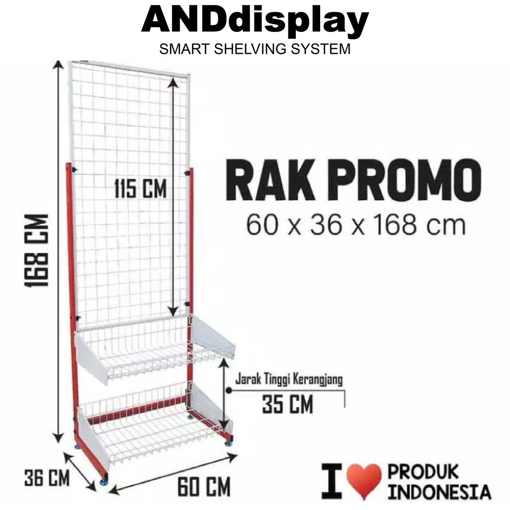 RAK PROMO 2 BASKET KERANJANG ROTI SNACK MINIMARKET SUPERMARKET ANDDISPLAY