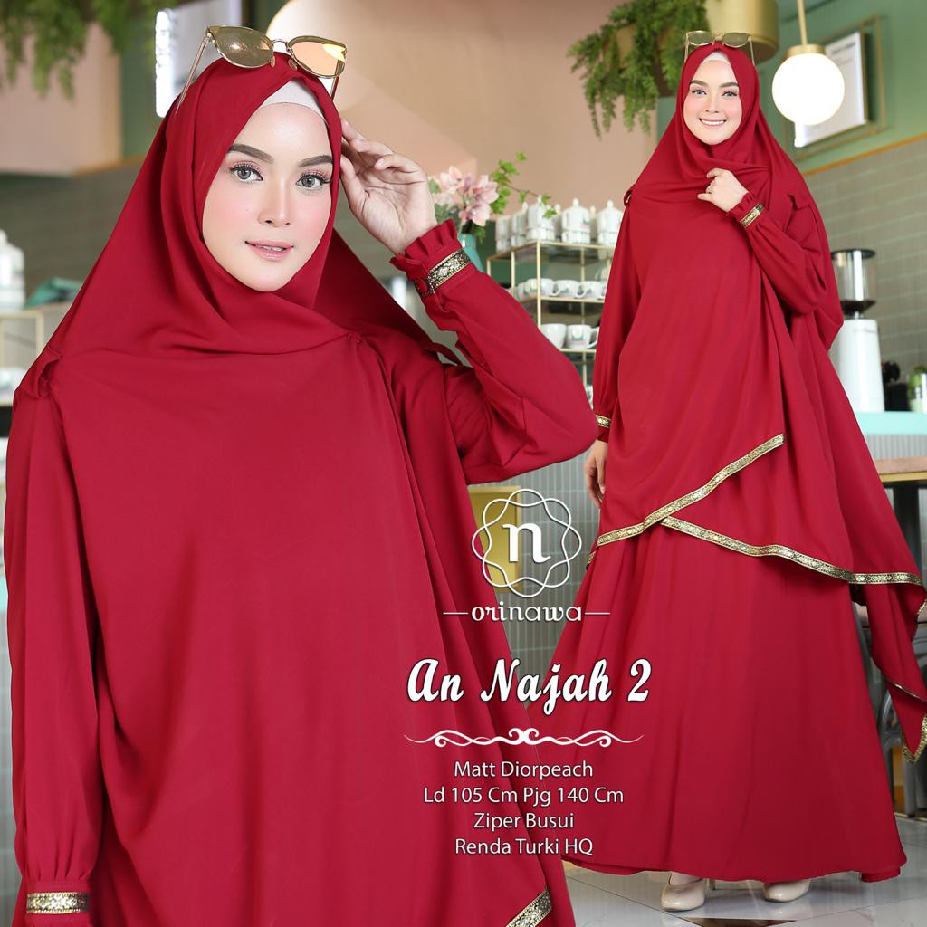SET GAMIS SYARI RENDA TURKY /AN NAJAH SYARI / KHIMAR LUBANG LENGAN