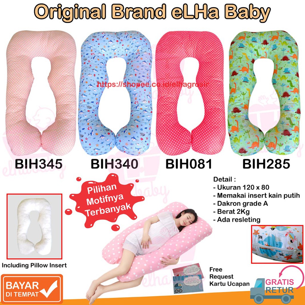 Bantal Hamil Karakter Lucu Terlaris Merk Elha Baby Maternity Pillow Guling Hamil Sarung Bantal