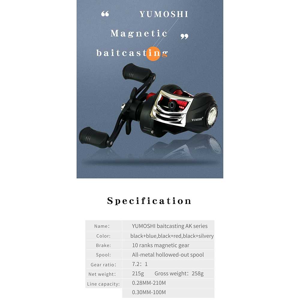 YUMOSHI Reel Pancing Baitcasting 18+1 Ball Bearing 7.2:1 - AK201