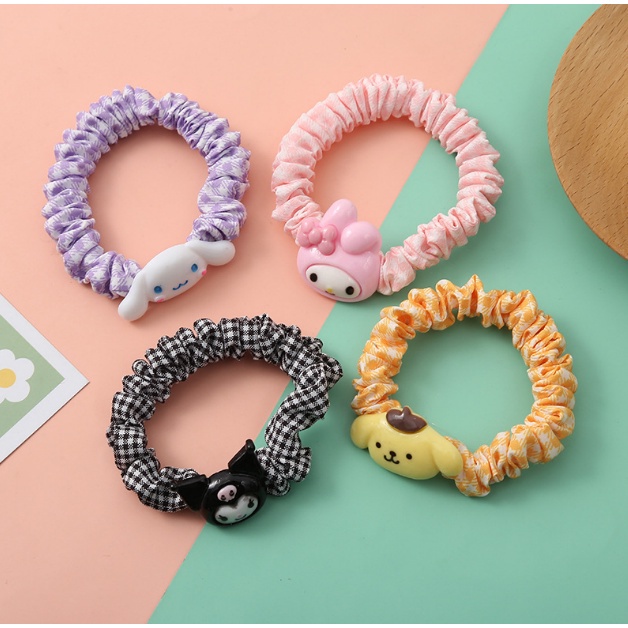 Ikat Rambut Scrunchie Korea Anak Perempuan Kartun Hewan Motif Kotak Aksesoris Rambut fashion wanita lucu AK191