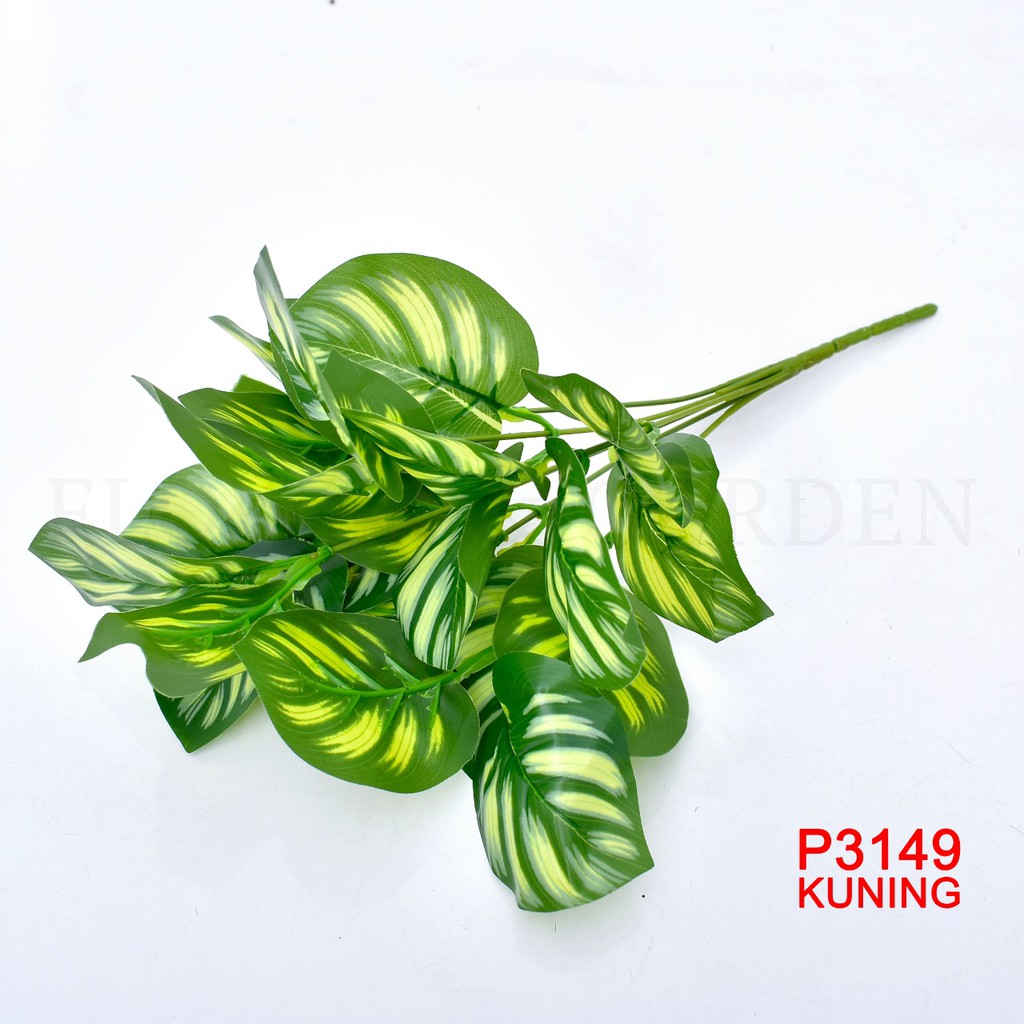 TIB DAUN KELADI BUNGA TANGKAI PLASTIK BUNGA ARTIFISIAL BUNGA TANGKAI BUNGA HIASAN P3149-KUNING