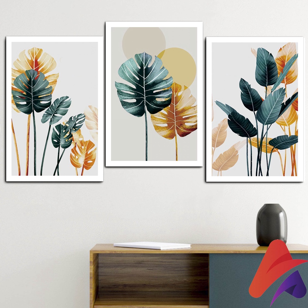 HIASAN DINDING BUNGA MONSTERA AESTETIK (20X30CM) WALL DECOR PAJANGAN DINDING POSTER KAYU BUNGA MOSNTERA AESTETIK