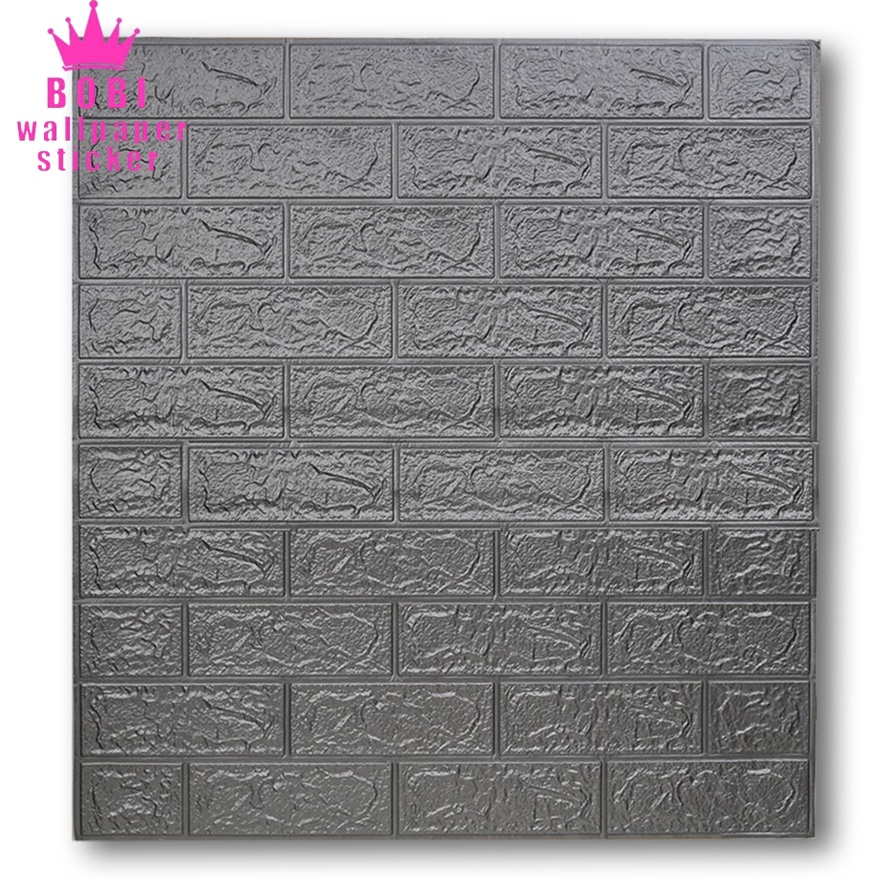 Wallpaper Foam 3D Bata Putih/ White Brick Panel/ CLASSIC BRICKFOAM-Brickfoam Abu/silver