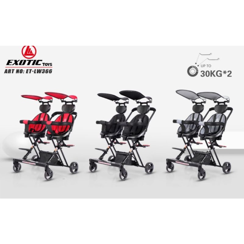 STROLLER TWINS EXOTIC LW 366 MIKRO TRIKE MAGIC STROLLER ANAK KEMBAR HADAP 2 ARAH / SB 1013