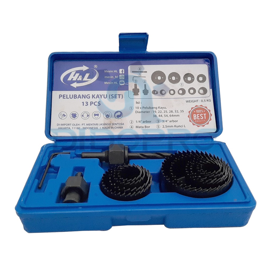 Holesaw Kit Hole Saw Kit Mata Bor Pelubang Kayu Set 13 Pcs