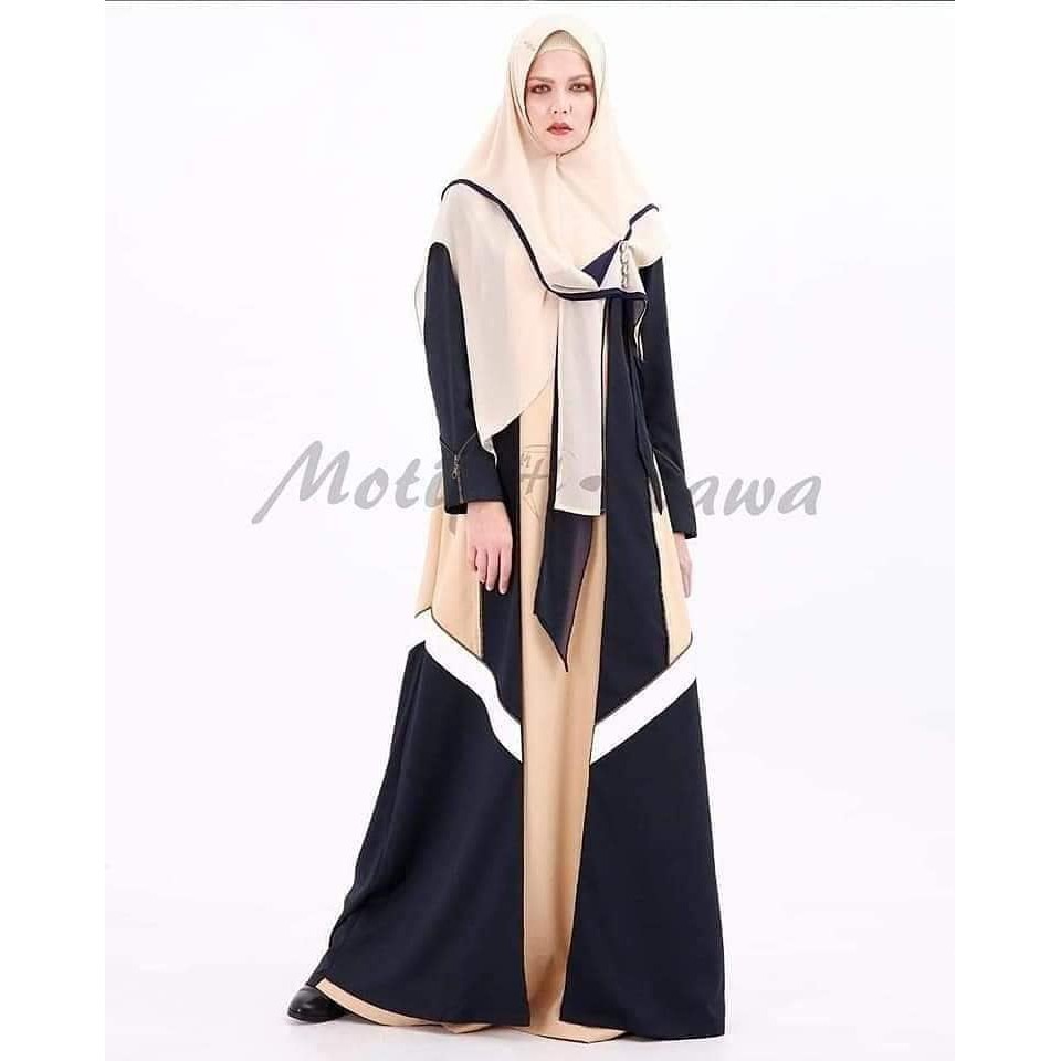 GAMIS MOTIF HAWA BLUE BLACK SYARI KEKINIAN ORI