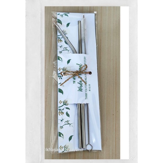 souvenir sedotan stainless lurus sedotan stainless bengkok dan sikat sedotan