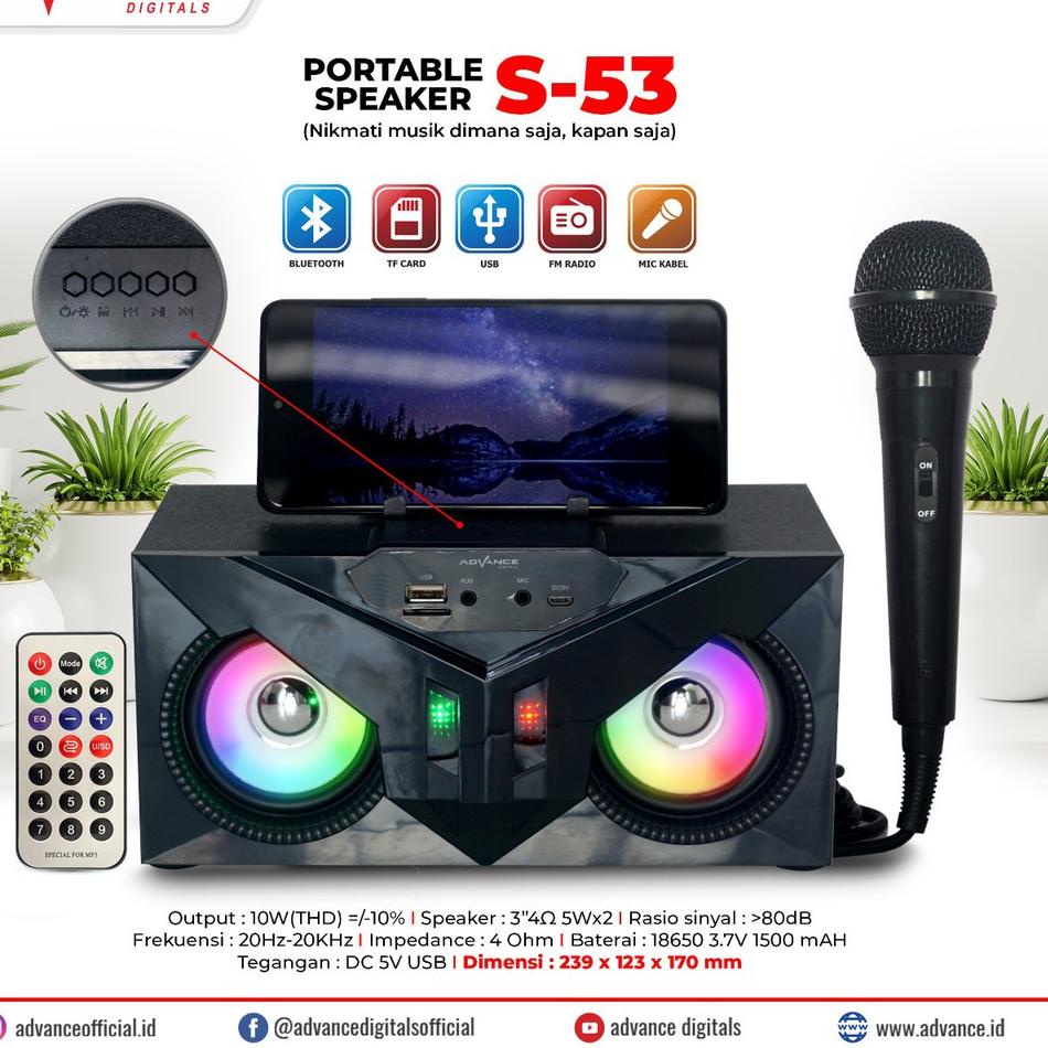 Diskon Murah Speaker Portable Bluetooth Karaoke Advance S 53 | Speaker Aktif Advance S-53 | Bisa Cod