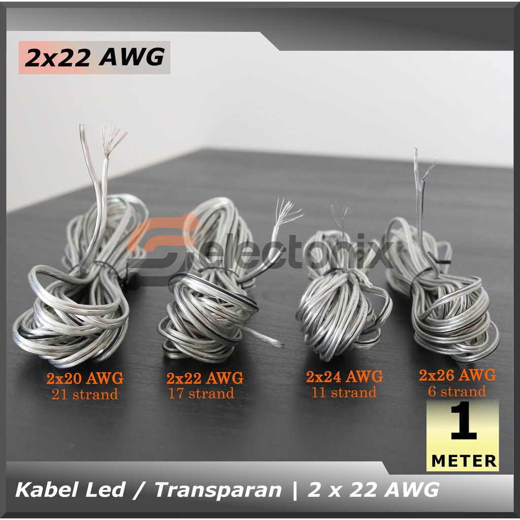 Kabel Listrik 2 x 22 AWG | Transparan [100m]