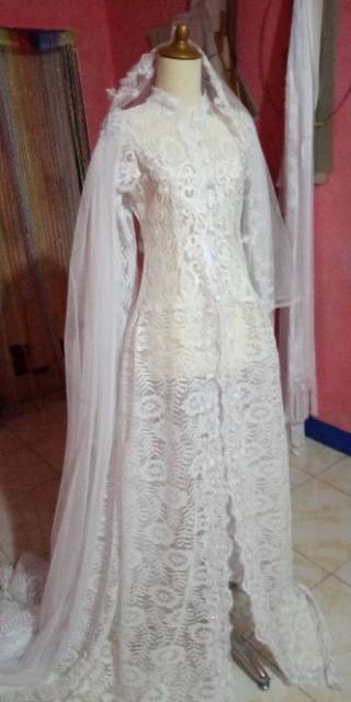Termurah Gaun Akad Prancis/Kebaya Akad Pengantin prancisan plus Slayer&amp;Krudung
