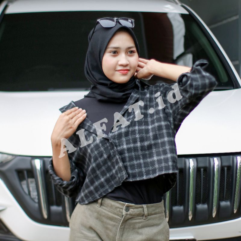 crop top tartan / crop top flanel / kemeja crop wanita-5