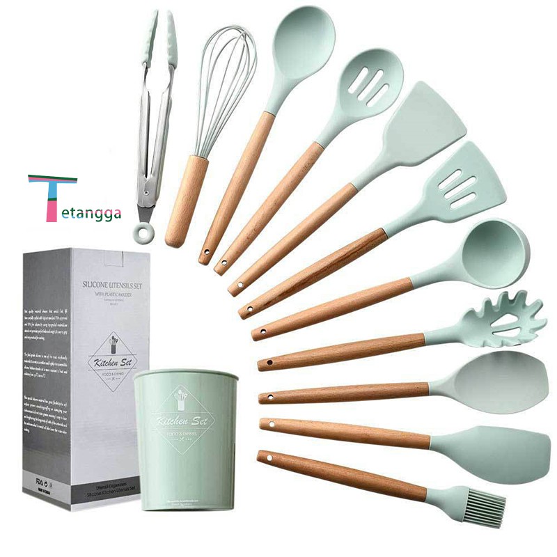 Alat Masak Sehat Tahan Panas Silicone Kitchen tools Set Spatula Silikon BPA-Free 12pcs Tetangga VS