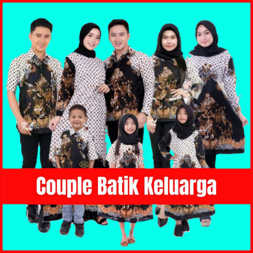 Baju Couple Set Pakaian Batik Sarimbit Keluarga Kondangan Gamis Kemeja Blouse Hem Tunik Ayah Ibu dan