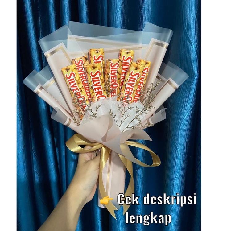 

[KODE 6WTYN] Buket Cokelat silverqueen || buket bunga || buket mawar || buket snack // silverqueen