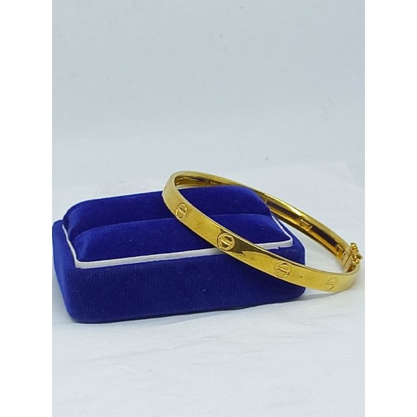 GELANG BANGLE CART*R POLOS /GELANG PERAK ASLI SILVER 925 LAPIS EMAS/GELANG FASHION WANITA IMPOR TERBARU