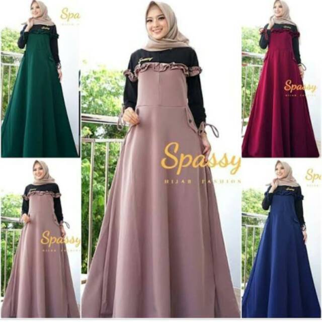 GAMIS SPASSY REMPEL DADA(gamis polos cantik)
