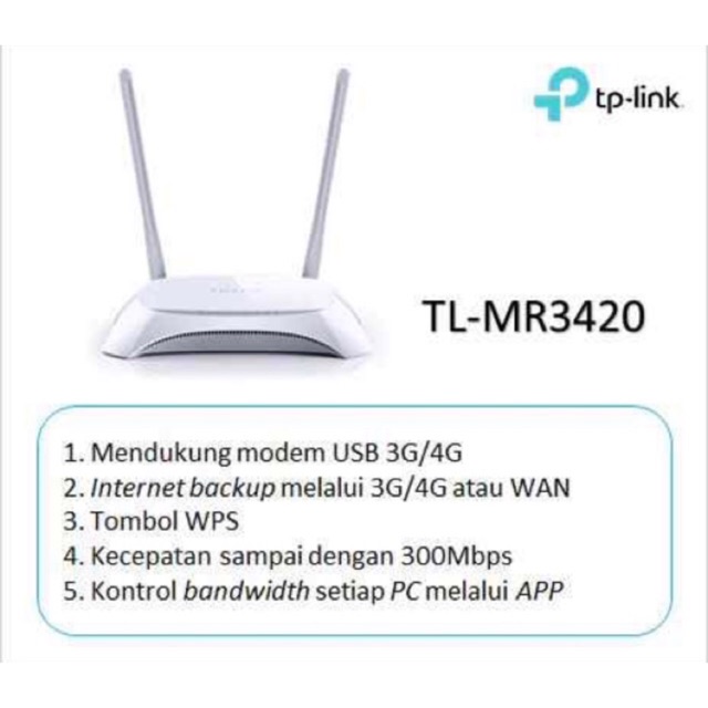 TP-LINK TL-MR3420 WIRELESS N Router 2 antena SUPPORT MODEM 4G ALL GSM