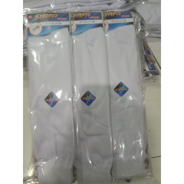 12 Pasang Kaos Kaki Putih Panjang Selutut/Kaos Kaki Sekolah Putih Panjang/Kaos Kaki Putih Polos Panj