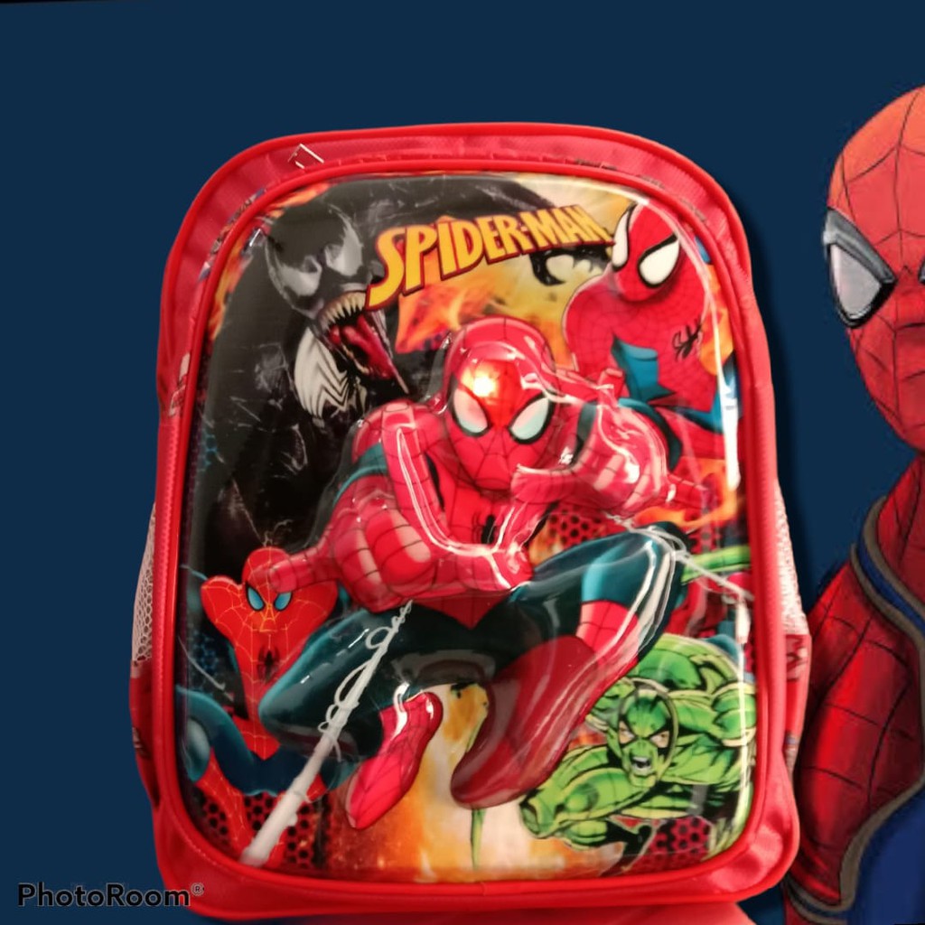 rangsel anak tk laki-laki spiderman lampu led menyala