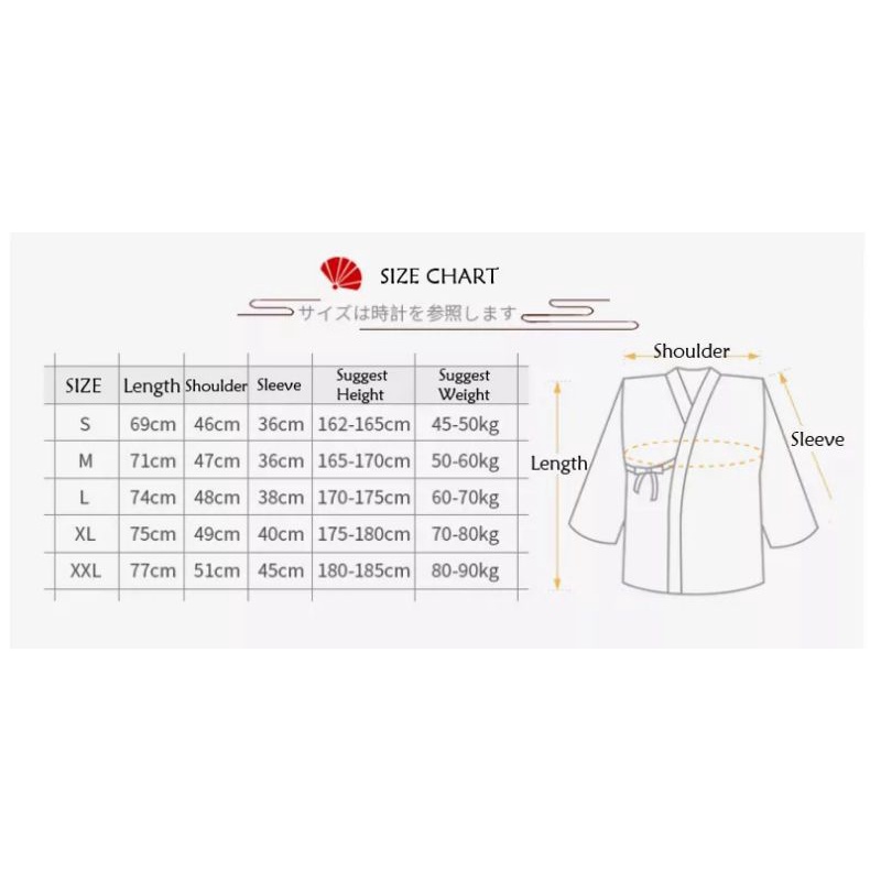 SERAGAM CHEF SUSHI JEPANG RESTORAN JAPAN YUKATA KIMONO APRON CELEMEK