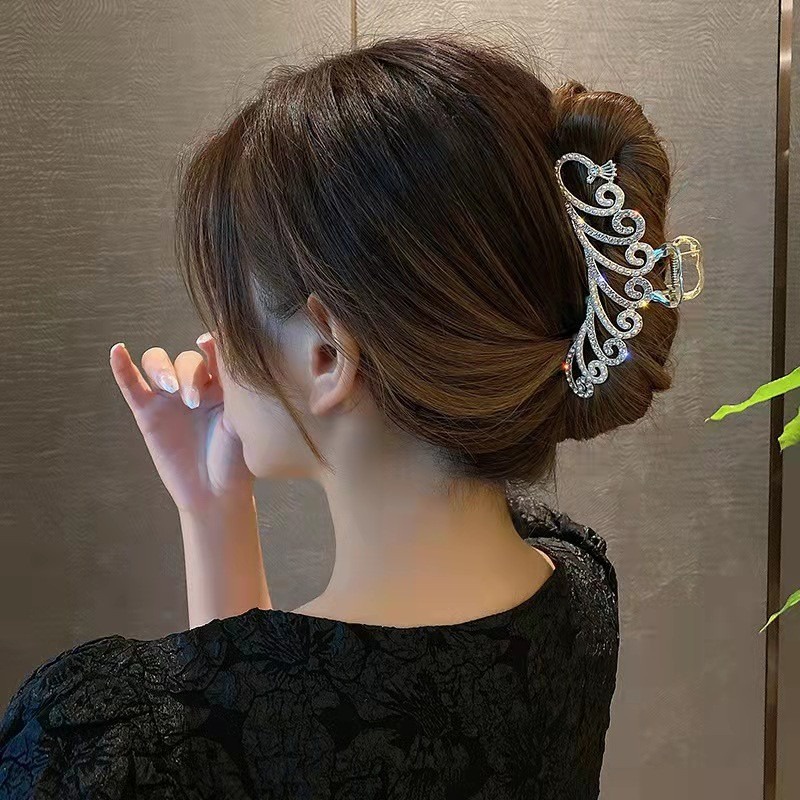 Jepit Rambut Korea Bahan Besi Lucu Unik Dewasa 10.5cm Motif Merak Besar Jedai Logam Jepitan Rambut Jumbo