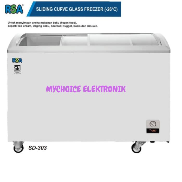 RSA Sliding Curve Glass Door Freezer SD-303 + Packing Kayu [LUAR KOTA]