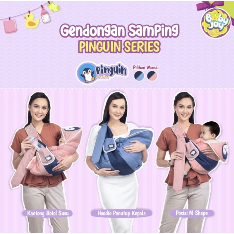 Baby Joy Gendongan Bayi Samping (cocok u/ newborn) + Kantong Botol Susu Pinguin Series - BJG 2019