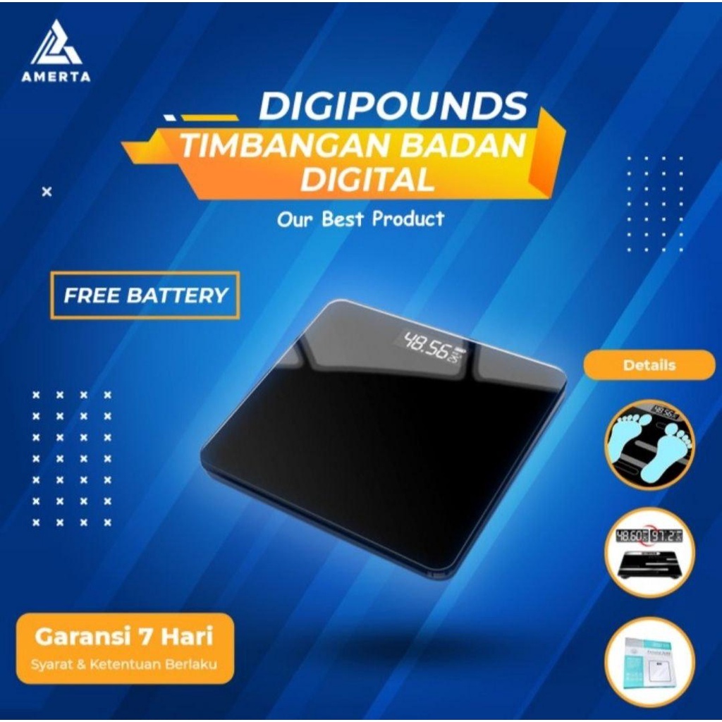 Timbangan Badan Digital TaffWare Digipounds + Temperature Battery Version - SC-12 - Black