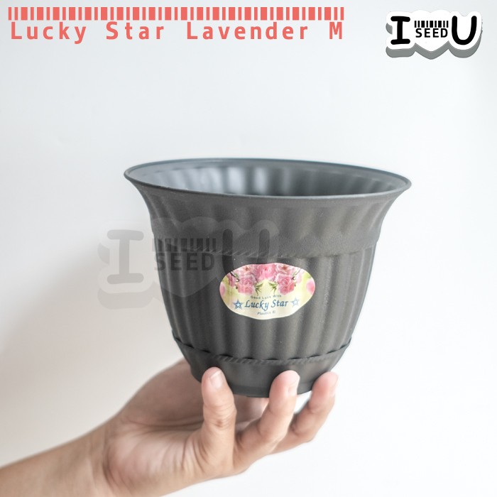 Pot Bunga 15cm Hitam Lavender + Tatakan 5573 - Lucky Star