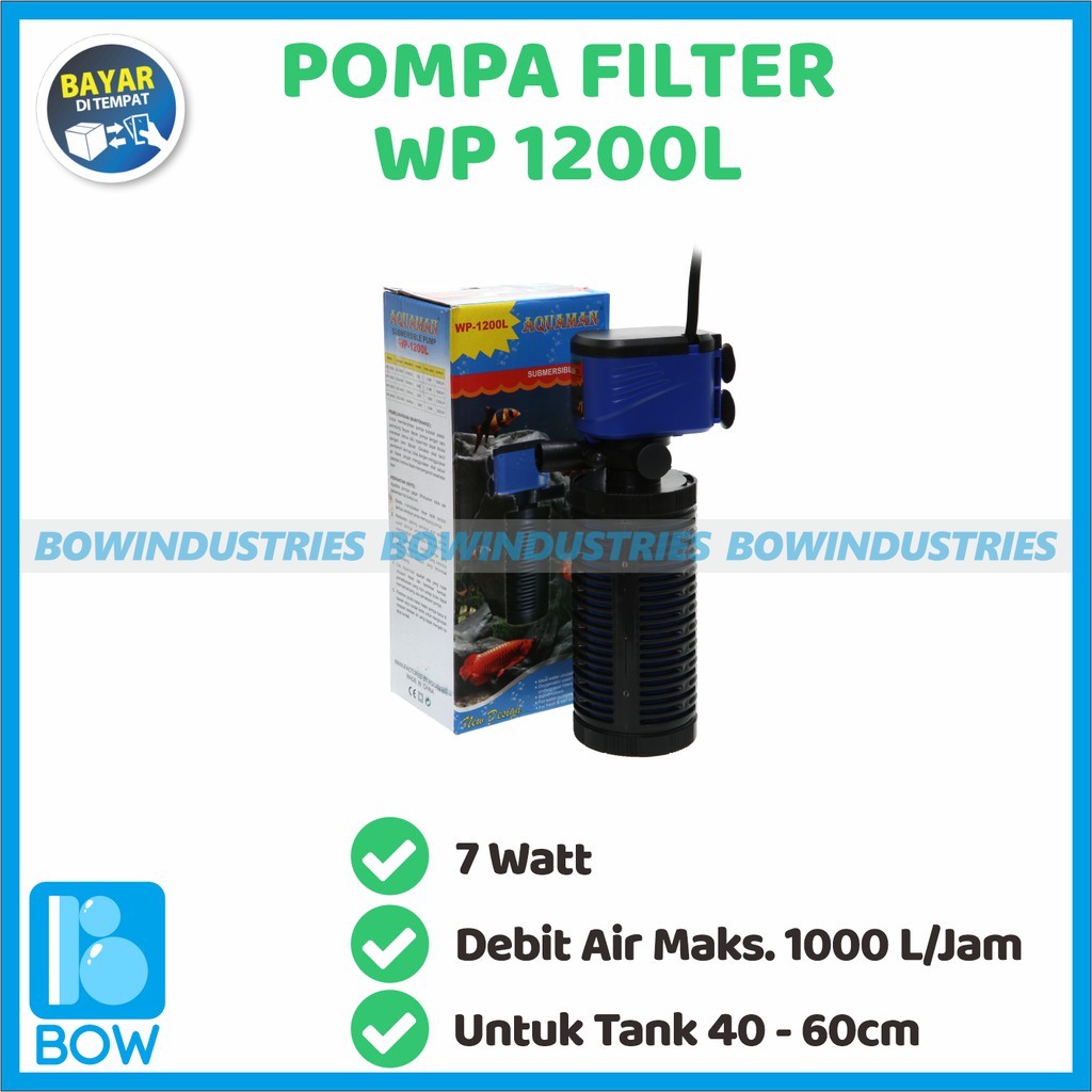 Internal Mini Pompa Filter Aquarium Aquascape Akuarium AQUAMAN WP 1200L 7 WATT