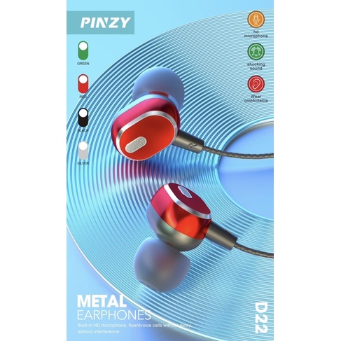 Headset - Earphone Metal PINZY D22 Built-in HD Microphone - Headset D22