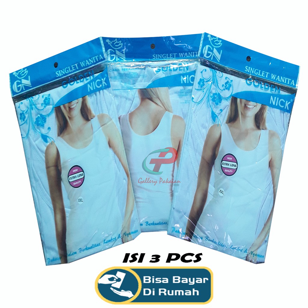 pakaian dalam cewe singlet GOLDEN NICK tank top Isi 3 Pcs bahan katun lembut Termurah