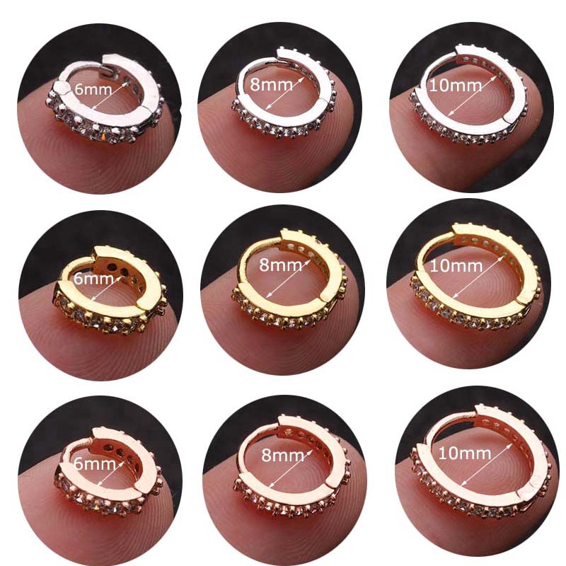 1piece copper Small Hoop Earrings for Auricle Pinna Conch Rook Tragus Lobe Helix Ear Piercing 6-10mm