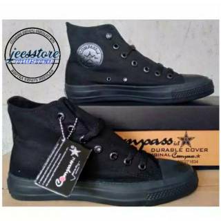  Sepatu  Sekolah Compass  FULL HITAM  PRAMUKA HI ORIGINAL 