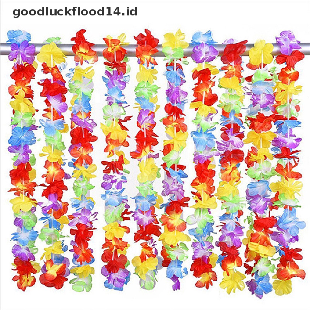 [OOID] 10pcs Hawaiian Flower leis Garland Necklace Fancy Dress Party Hawaii Beach Fun ID