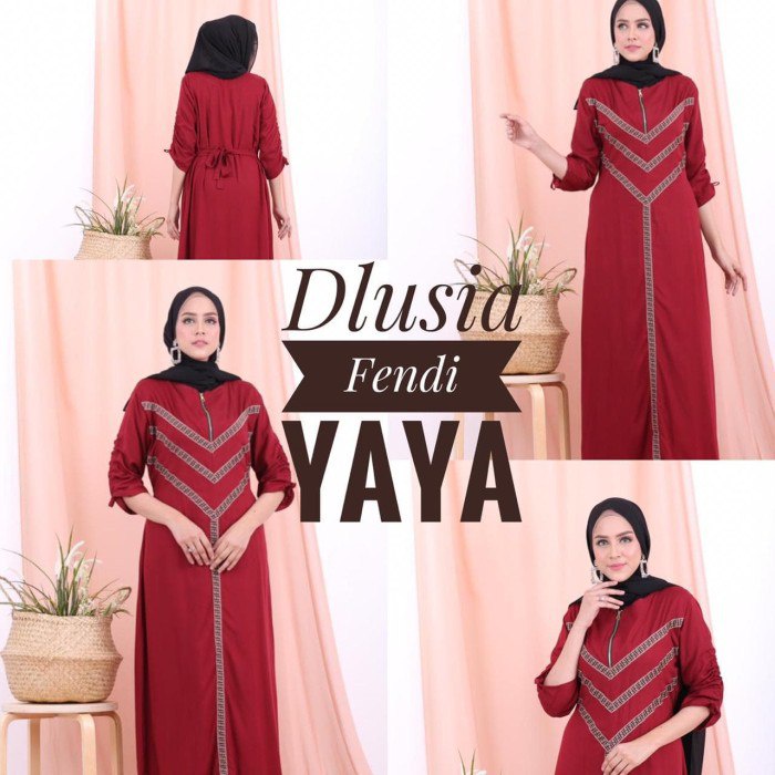 Daster arab DLUSIA FENDI YAYA mat Rayon super halus tidak nerawang  LD 110 PB 135 Lengan 7/8 (Serut) Resleting Depan (Busui) Bahan Rayon