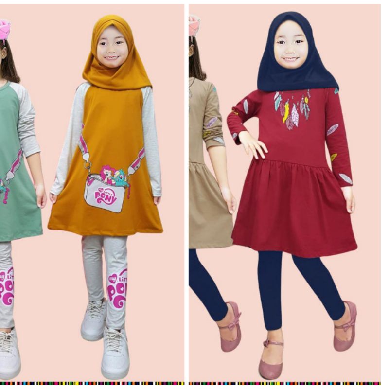 Baju anak little pineaple set tunik untuk umur 3 ~8 tahun