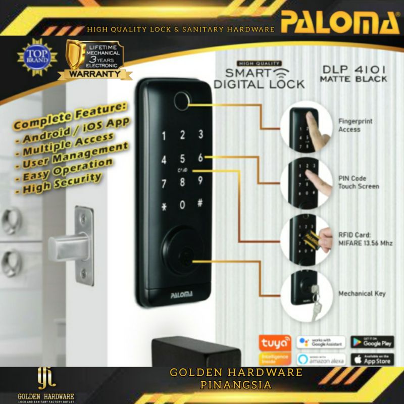 PALOMA DLP 4101 GAGANG HANDLE PINTU KUNCI DIGITAL SMART LOCK WIFI
