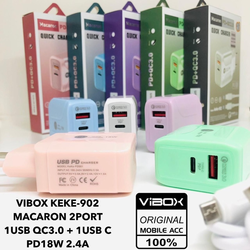 Charger 65W Macaron Travel Adaptor Colokan USB +PD Port 5G QC3.0 Quick Charging Micro Cable