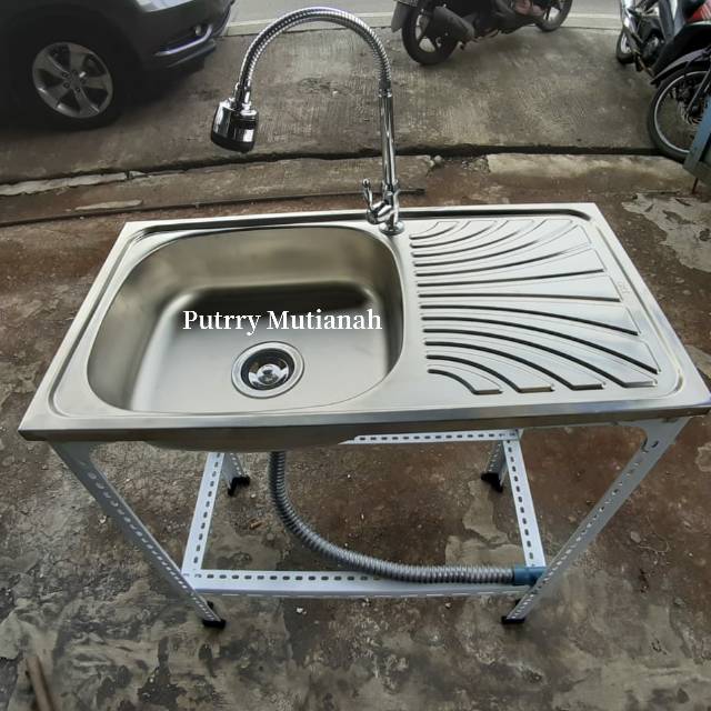 Wastafel cuci piring portble uk 75cm kitchen sink bakcuci piring termurah rak kaki wastafel terlaris