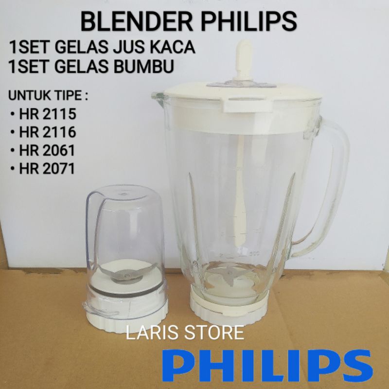 Gelas Jus Kaca 1set + Gelas Bumbu 1set Blender Philips HR 2115 HR 2116 HR 2061 HR 2071