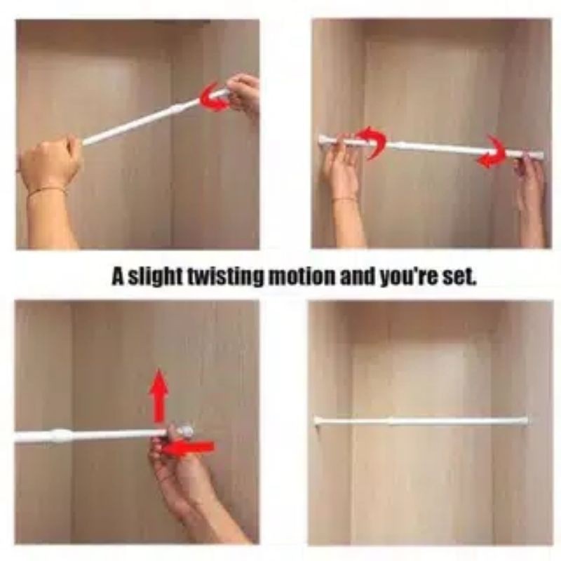 Tiang Gorden Putih Tongkat fleksibel / tongkat ajaib / tongkat gantungan tirai gorden / tiang Gorden