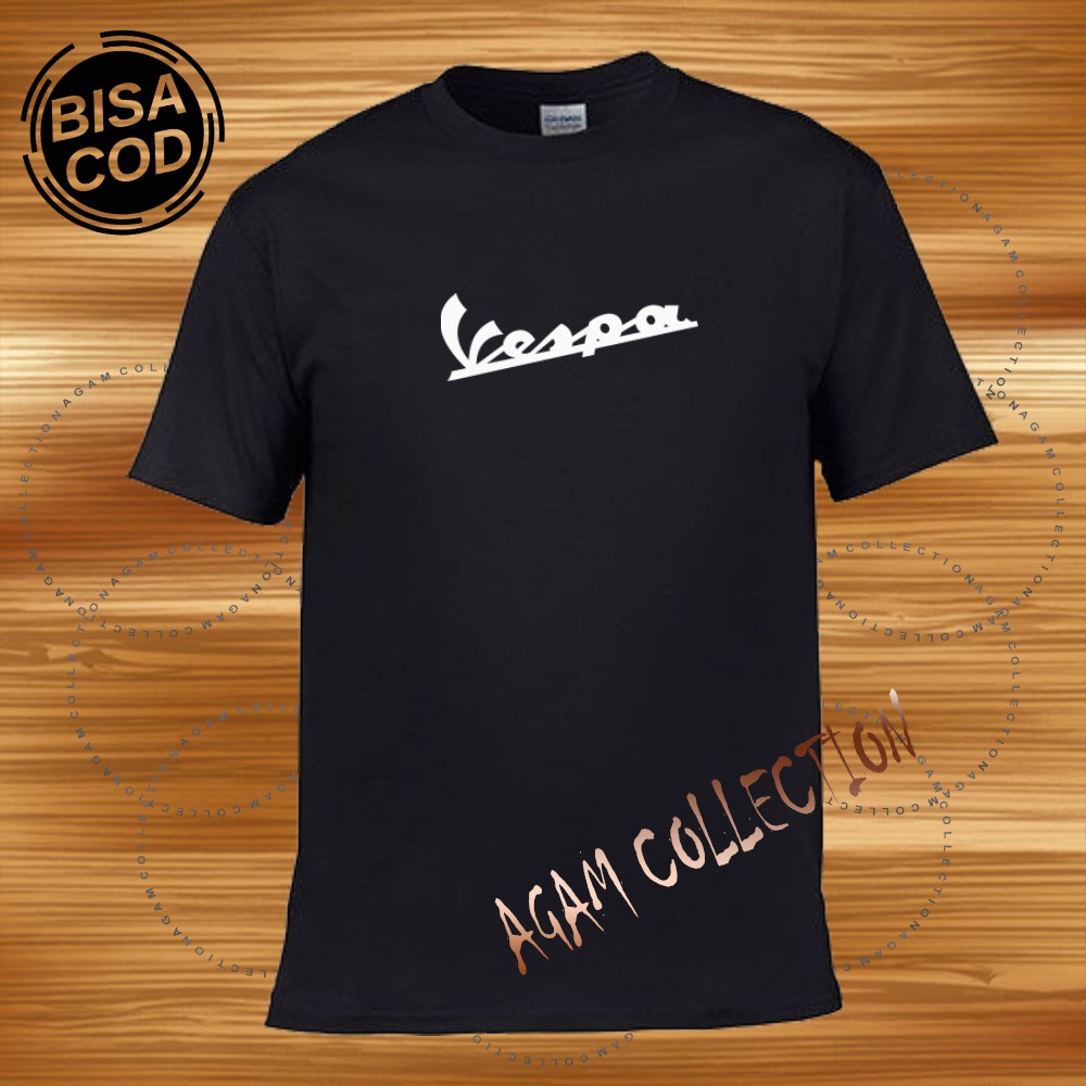 Agam Collection Baju Kaos Distro Vespa  Text Putih Lengan Pendek  Premium Quality