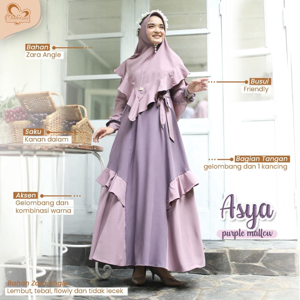 Salvina Hijab Gamis Asya Quality Premium Syari'i Dress - One Set Khimar