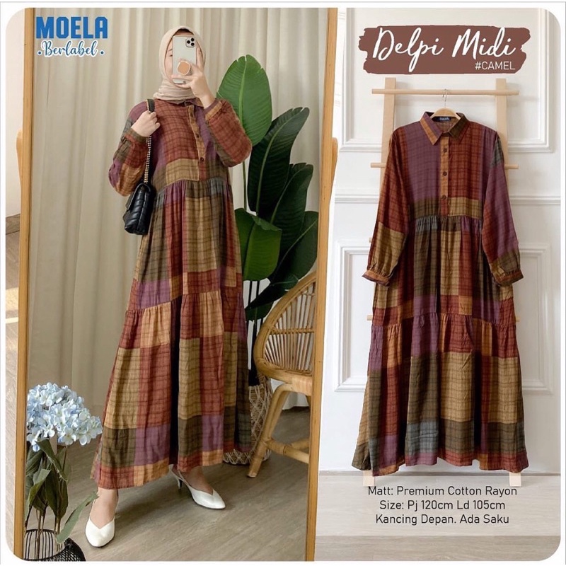 DELPI MIDI DRESS MOELA KATUN KOTAK ETNIK