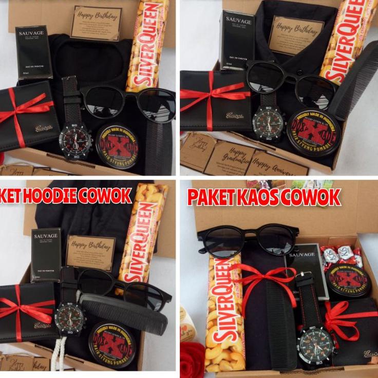 Sudah READY.. KEMEJA HITAM/HOODIE/SWEATER/HAMPERS KADO COWO/KADO ULANG TAHUN/ANNIVERSARY/GIFT BOX UL