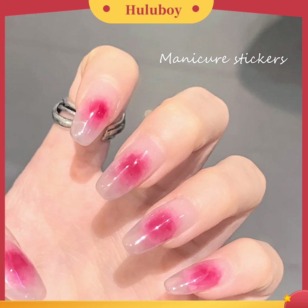 Huluboy Huluboy♡ Stiker Kuku 3D Warna Pink Gradasi Untuk Manicure