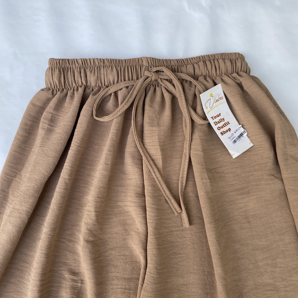 VIOLET HIGHWAIST LOOSE PANTS KULOT CRINCLE AIRFLOW-Mocca