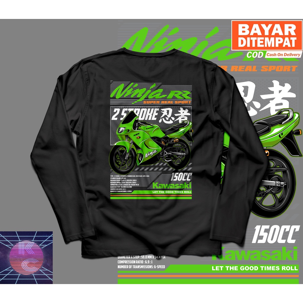 KAOS BAJU LENGAN PANJANG KAWASAKI NINJA RR 150 BIG SIZE JUMBO KAOS MOTOR PRIA WANITA